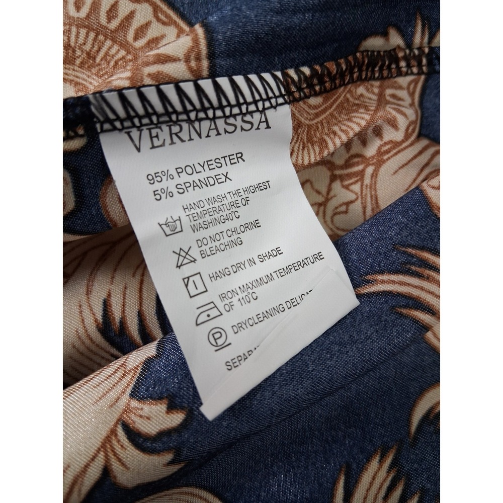Satin Robe Blue & Gold Baroque Print Belted Pockets Mens Large Dressing Gown - Picture 9 of 10